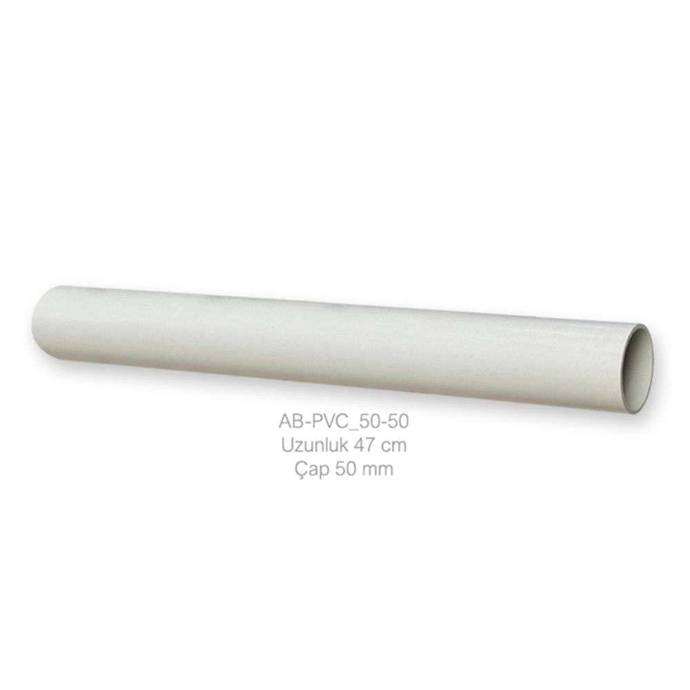 Boru 50 cm, uPVC, Ø50mm, 2.5mm et kalınlığı, (net 46cm)