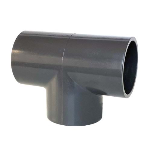 PVC T bağlantı, 50mm çap, Muflu (yapışabilir), antrasit
