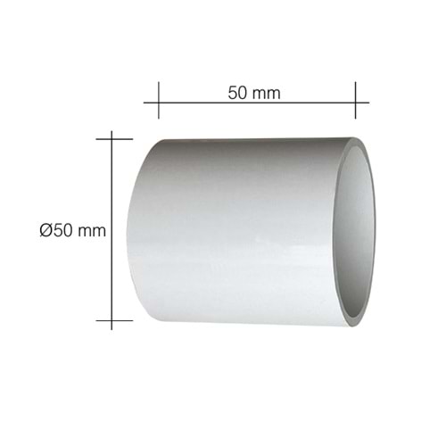 Boru 5 cm, uPVC, Ø50mm, 2.5mm et kalınlığı